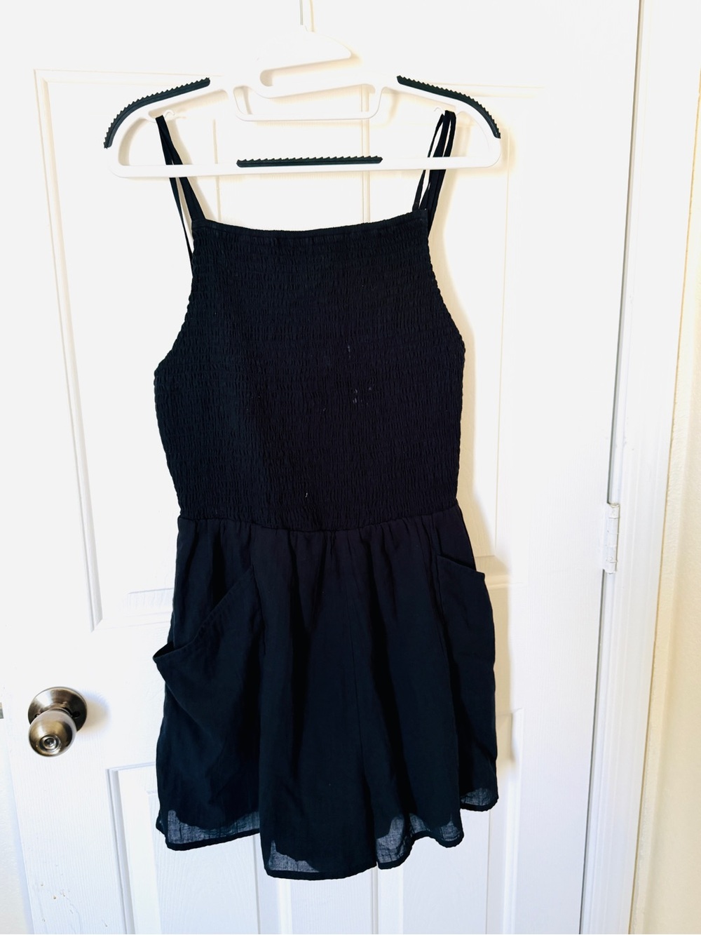 American Eagle Outfitters Black Smocked Sundress with Pockets
